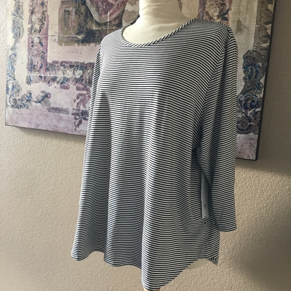 Workshop Republic Clothing Striped 3/4 Sleeve 3X